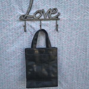 Tommy Hilfiger Deep Black Crocodile-Embossed Tote